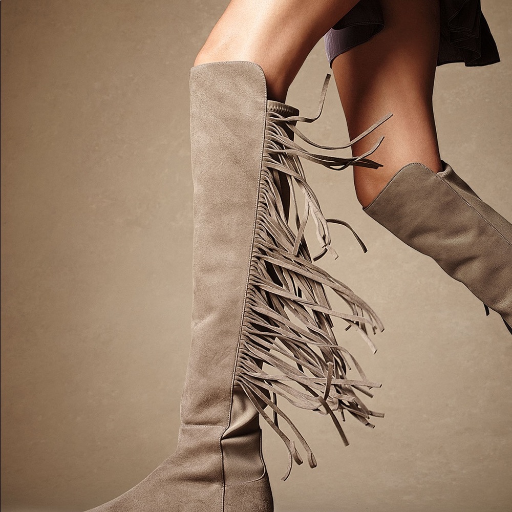 Stuart Weitzman 5050 fringe over-the-knew boots sz6
